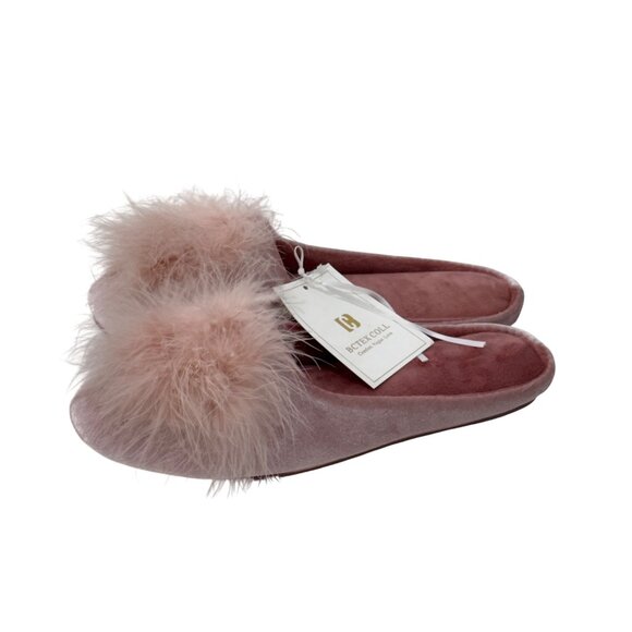 BCTEX COLL Luxury Pink Vegan Fur Pom Pom Slippers US Size 5/6 - Picture 7 of 11